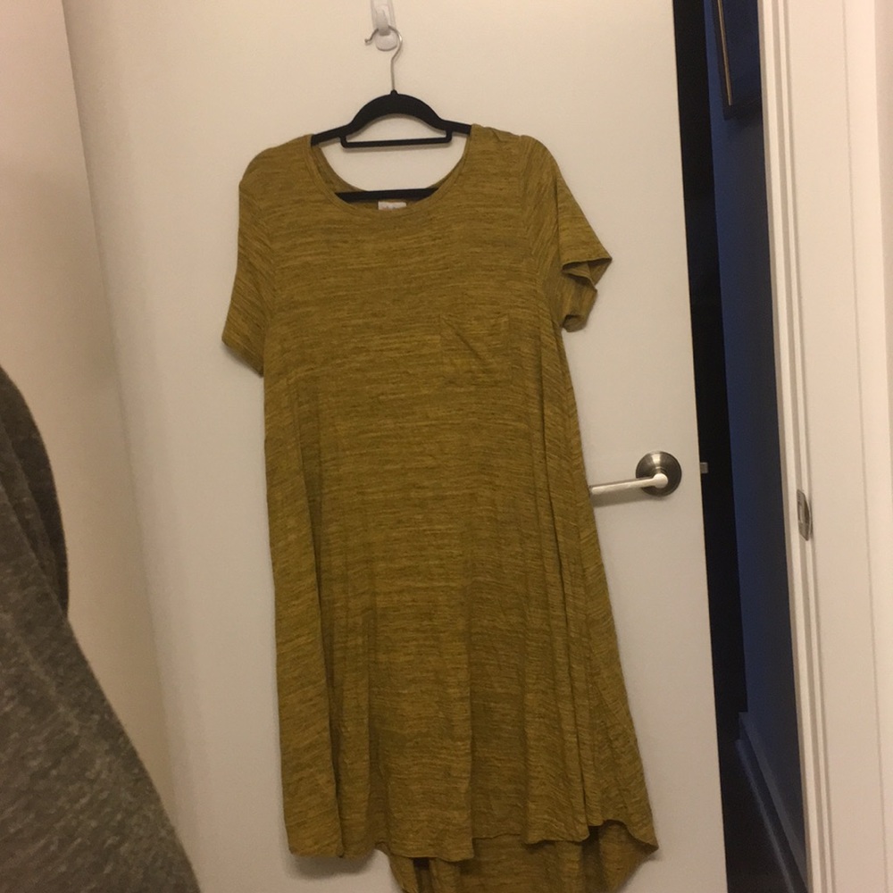 Mustard with black line Lularoe Carly dress